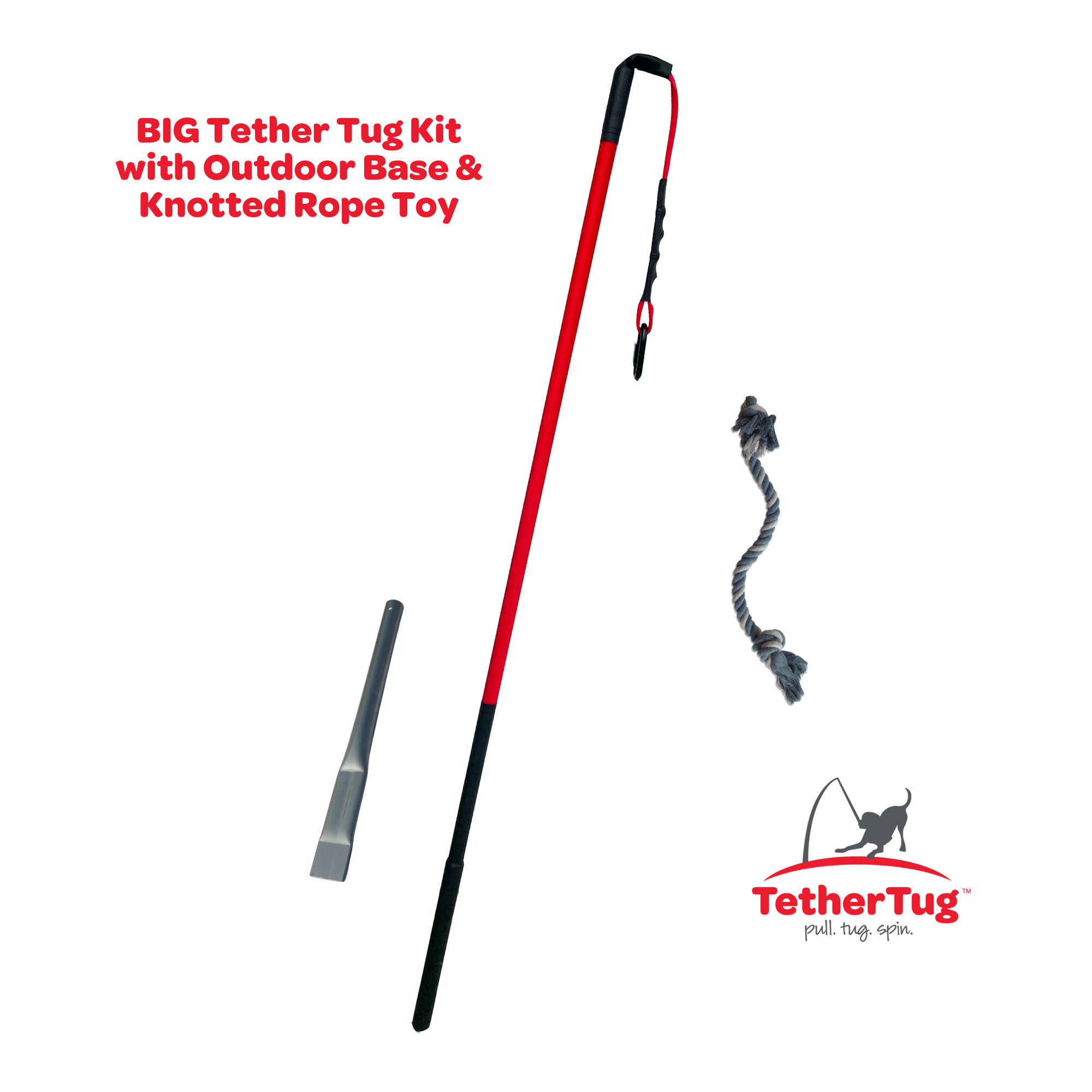 BIG Outdoor Tether Tug Kit for Dogs 70 lbs or More